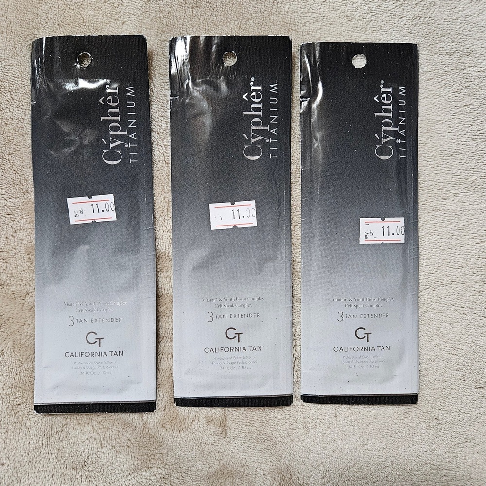 Lot of 3 California Tan Cypher Titanium Step 3 Tan Extender Packets 0.34oz Each